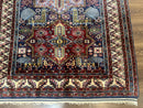 Indian Rug with Caucasian Design, 4x6 Geometric Carpet, Navy Blue and Cream