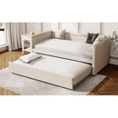 Modern Style Twin Size Upholstered Daybed with Trundle for Guest Room, Small Bedroom, Study Room, Beige
