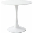 White Round Table, Modern Dining Table, MDF Top and Steel Base Tulip Round Kitchen Table, Mid Century Coffee Table for Living Room 24 Inch
