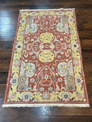 Turkish Flatweave Kilim Rug 4x6, Geometric Wool Handmade Carpet, Vintage