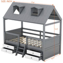 Twin Size Wood Bed House Bed Frame,Gray
