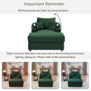 Modern Style Single Sofa Couch with Storage, USB Ports, Cup Holders, Green Corduroy