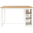 TOPMAX 60'Lx30'W Solid Wood Farmhouse Counter Height Dining Table Set with 3-Tier Storage Shelves, Upholstered Dining Chairs for 4, 5-Piece, White (OLD SKU: SP000041AAK)