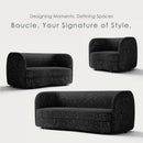 Nimiane Modern Boucle Sofa Set Black With Curved Arms
