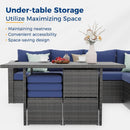 Blue 7 Piece Outdoor Patio Furniture Set With Table Chairs