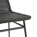 Outdoor Dining Chairs Set of 2, Rattan Backrest and Cushions, Iron Frame, Dark Brown