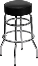 Bruno 2 Pack Bar Stool Chrome Double Ring Black Seat