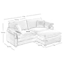 Two-Seater Sofa  with One Footrest, L-Shaped 2-Seater Sofa with Ottoman for Small Living Spaces,Grey Corduroy