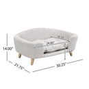 Elevated Dog Bed Frame for Small Dog, Corduroy Pet Couch Bed with Rubber Wood Legs and Supportive Foam, Beige, Easy Assembly
