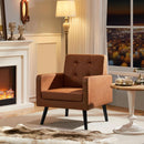 Brown PU Leather Midcentury Upholstered Ergonomic Armchair