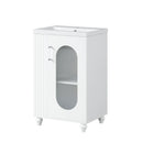 20' Bathroom Vanity with Sink, Bathroom Vanity Cabinet with Two-tier Shelf, Adjustable Shelf, Solid Wood and MDF, White(Old Sku:WF322518AAK)