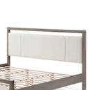 King Bed with Ivory Boucle fabric Headboard, Wood Frame