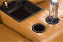 Manual Recliner Sofa Set Ginger Vegan Leather Cupholders