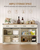White Brown Farmhouse Buffet Cabinet Adjustable Shelves