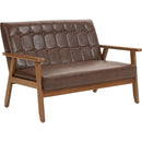 Mid-Century Modern Solid Loveseat Sofa Upholstered Pu Leather Loveseat, 2-Seat Upholstered Loveseat Sofa Modern Couch