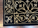 Tibetan Rug 8x10, Wool and Silk, Raised Pattern, Black and Gold, Floral