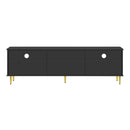 U-Can 78.7'' Modern TV Stand, TV Cabinet with Five Metal Legs and Metal Handles, 2 Drawers and 2 Cabinets with Fluted Glass Doors For Living room, Up to 80'' (Old SKU: SJ000122AAB)