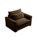 Brown Corduroy Deep Seat Single Sofa Accent Chair,Deep Seat Couch with Waist Pillow for Living Room/Apartment/Office