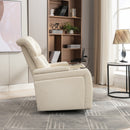 Home Theater Recliner with 270 Degree Swivel, PU Leather, Power Recliner with Tray Table, Phone Holder, Cup Holder, USB Port, White