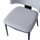 Modern PU Leather Upholstered Dining Chairs, Gray, Metal Legs, Set of 2