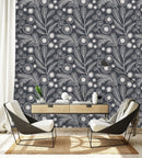 Voguish Grey Floral Wallpaper Fashionable