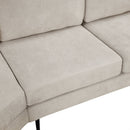 Upholstered 3-seater Curved Sofa with Printed Pillows, Beige Chenille, 111 Inches