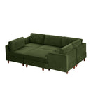 Modern Modular Sectional couch,6 Seaters Sleeper Sofa Upholstered Corduroy Free Combination Sofa(Green)