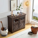 Coffee Bar Cabinet, Kitchen Storage Cabinet, Modern Farmhouse Buffet Sideboard and Adjustable Shelf, Barn Door Accent Cabinet for Kitchen, Dining Room, L38''*W15.35'*H35' Espresso
