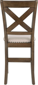 Moriville 24.5 Inch Upholstered Farmhouse Barstools Beige Brown Set of Two