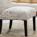 Armless Script Print Upholstered Accent Chair Espresso