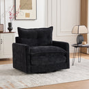 UNITED WE WIN Swivel Barrel Chair - Mid Century Modern Chair, Thick Padded Arm Chair with Solid Metal Base, Comfortable Single Sofa Chair, Swivel Accent Chair for Living Room Bedroom