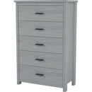 4-Pieces Bedroom Sets Queen Size Vintage Wooden Bed Frame with 2 Nightstands and 1 Dresser,Light Gray