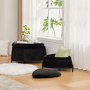 Upholstered 2-Piece Storage Ottoman Set with Metal Legs, Faux Fur, Black, 29.9' Wide