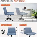 Blue Fabric Padded Cross Legged Office Chair Height Adjustable
