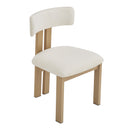 Mid-Century 7-Piece Dining Set with Upholstered Armless Chairs and Natural Wood Table