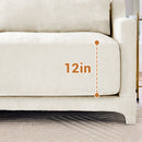 Elegant Two-Seater Chenille Fabric Sofa with Lumbar Pillows and Ergonomic Design in Beige