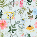 Light Blue Wallpaper with Wildflowers