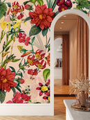 Beige Wallpaper with Red Flowers