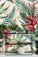 Voguish Modern Exotic Plants and Flowers Wallpaper