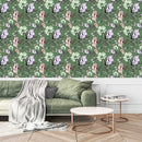 Fashionable Green Wallpaper with Flowers Fashionable