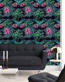 Stylish Peacocks on Dark Background Wallpaper