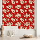 Voguish Red Wallpaper with Flowers