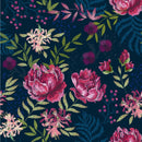 Pink Peonies Embroidery Style Wallpaper
