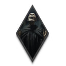 Dark Academia Skeleton in Black Robes Canvas Art Print, Diamond Shaped Art for Gothic Halloween Wall Decor and Victorian Macabre Aesthetic