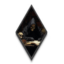 The Grim Reaper In His Study, Gothic Halloween Decor, Canvas Textured Print, Scary Horror Art, Goth Decor, Moody Oil Painting, Dark Academia