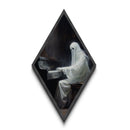 The Ghost Of The Piano Player, Framed Canvas Print, Spooky Gothic Victorian Halloween Wall Art, Diamond Shaped Art