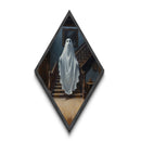 Haunted Victorian staircase ghost scene Canvas Art Print in gothic style with dark academia atmosphere and Diamond Shaped Art