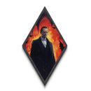 Gothic vampire noble in fiery cathedral Canvas Embossed Print with dark academia vibes and moody Diamond Shaped Art Halloween