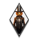 Elegant pumpkinhead in haunted tuxedo Canvas Art Print exuding gothic charm and Halloween mystery through Diamond Shaped Art