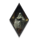 Diamond Shaped Art Skeleton Ghost Reading in Candlelit Library Canvas Embossed Print Gothic Halloween Wall Decor
